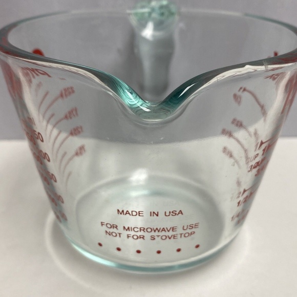 Vintage Pyrex 1Cup 8 Oz 250 ml Clear Glass Measuring Cup Red Markings‎ #28 USA - Picture 3 of 6